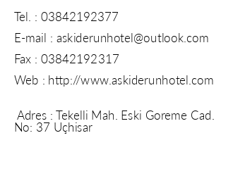 Ak- Derun Hotel iletiim bilgileri